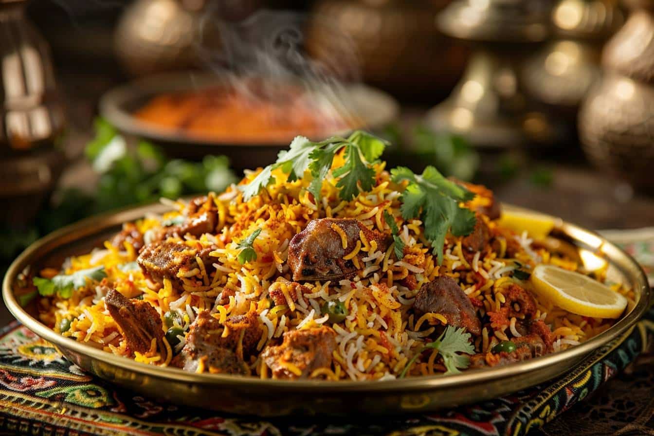 Sumérgete en la sinfonía colorida y aromática de biryani indio