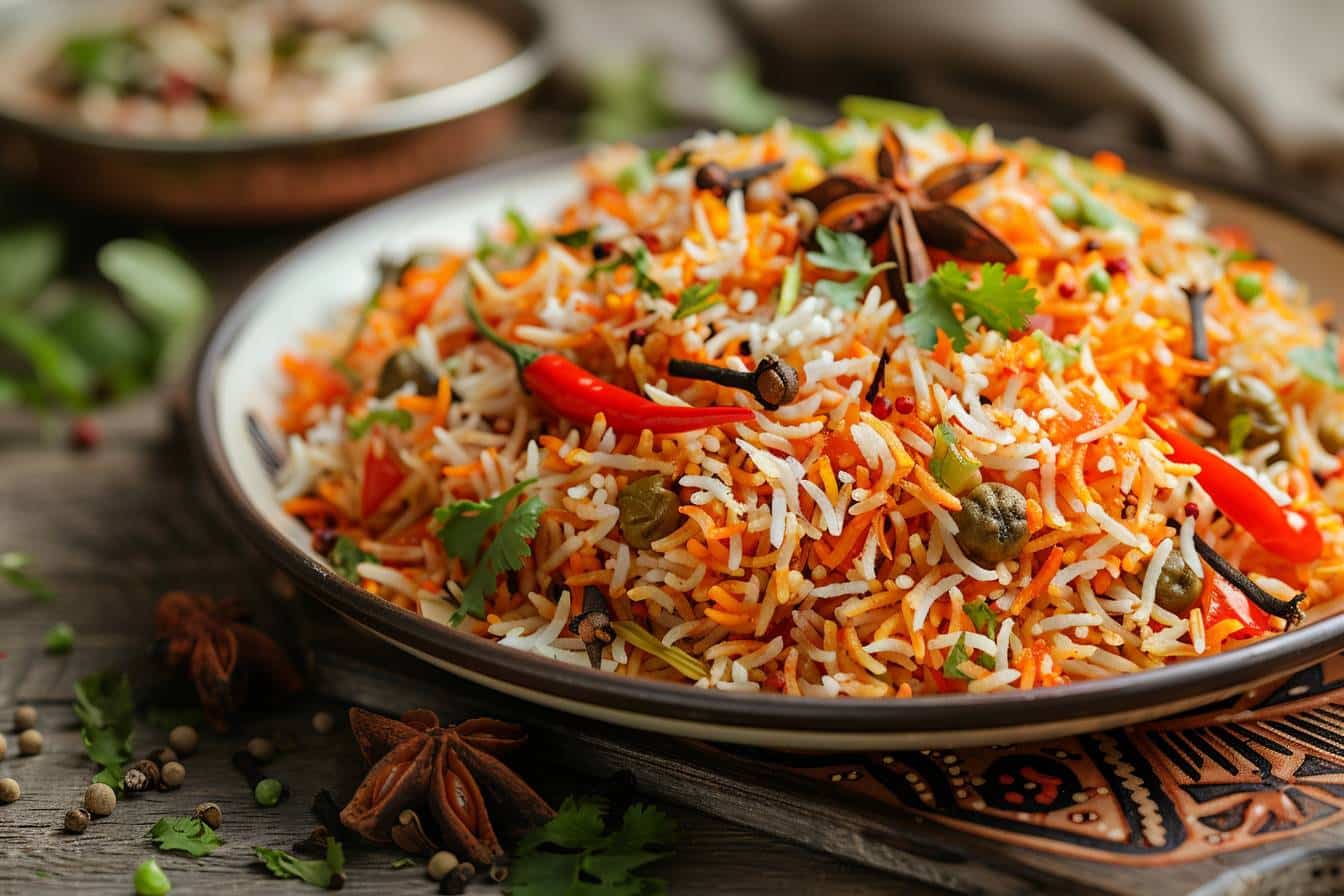 Tauchen Sie in die farbenfrohe und aromatische Symphonie des indischen Biryani ein